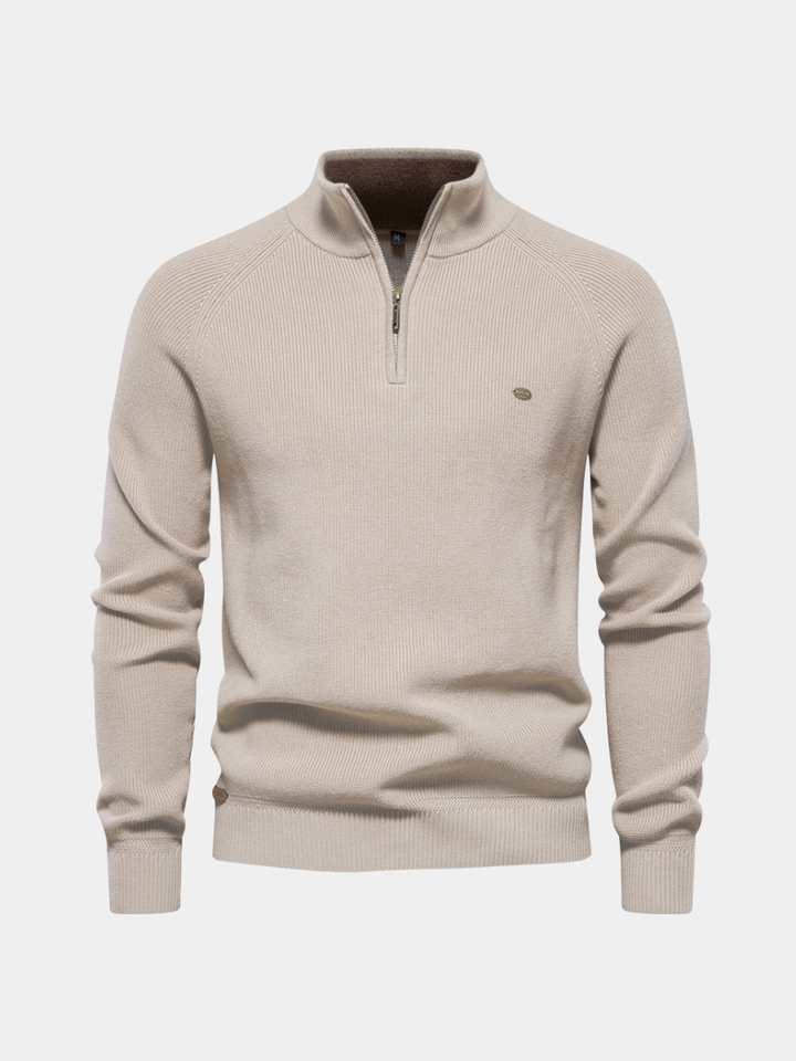Bequemer Herrenpullover Mateo mit Halbem Reißverschluss. Perfektes Langarm-Oberteil für Herbst & Winter.