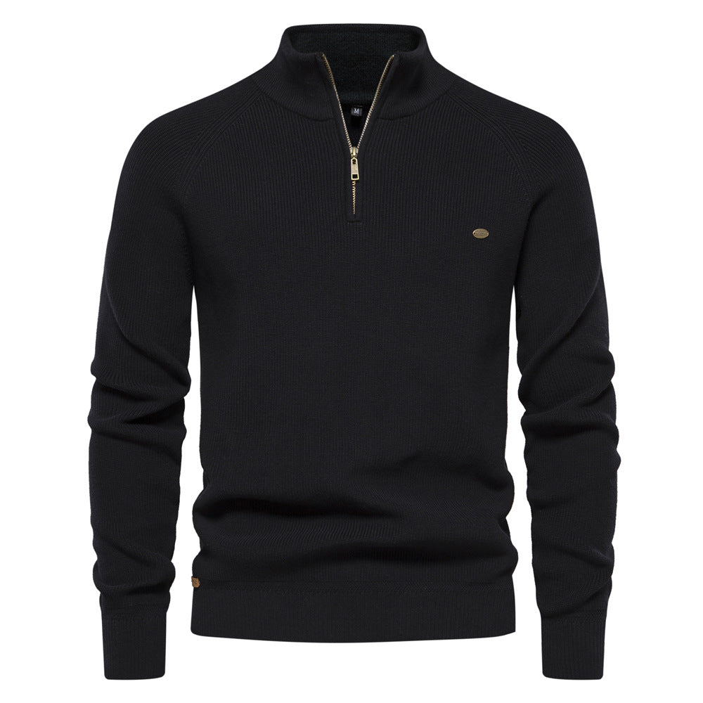 Casual Herrenpullover mit Halbem Reißverschluss. Langarm-Oberteil Mateo für stilvolle Wärme & Komfort.