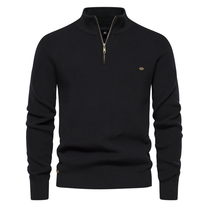 Casual Herrenpullover mit Halbem Reißverschluss. Langarm-Oberteil Mateo für stilvolle Wärme & Komfort.