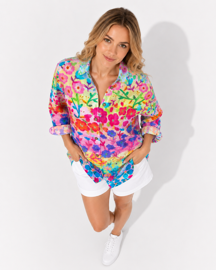 Modische Damenbluse Herzlicht mit auffälligem Print für einen stilvollen Statement-Look, luftig und bequem.
