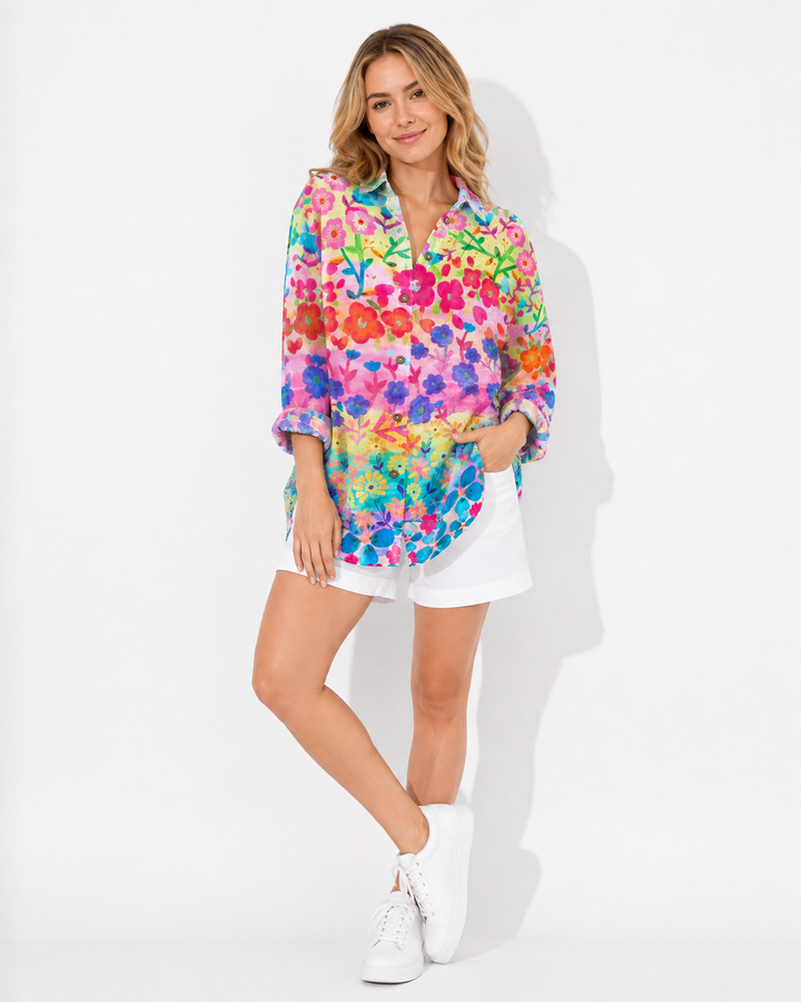 Vielseitige Damenbluse mit einzigartigem Print, ideal für Casual- und elegante Looks im Alltag.