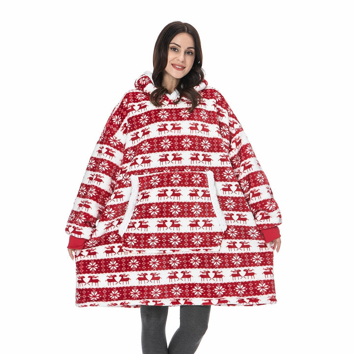 Flauschige Deckenhoodie in neutralem Design, für entspannte Momente allein.