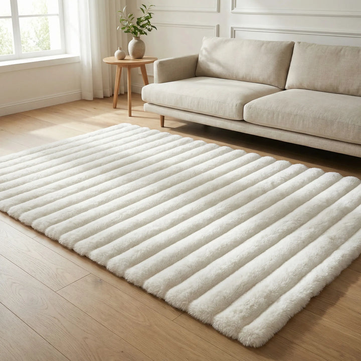 Moderner Hochflor-Teppich mit Strukturmuster für Wohnzimmer, weich & gemütlich. Perfekt für Heimtextilien.