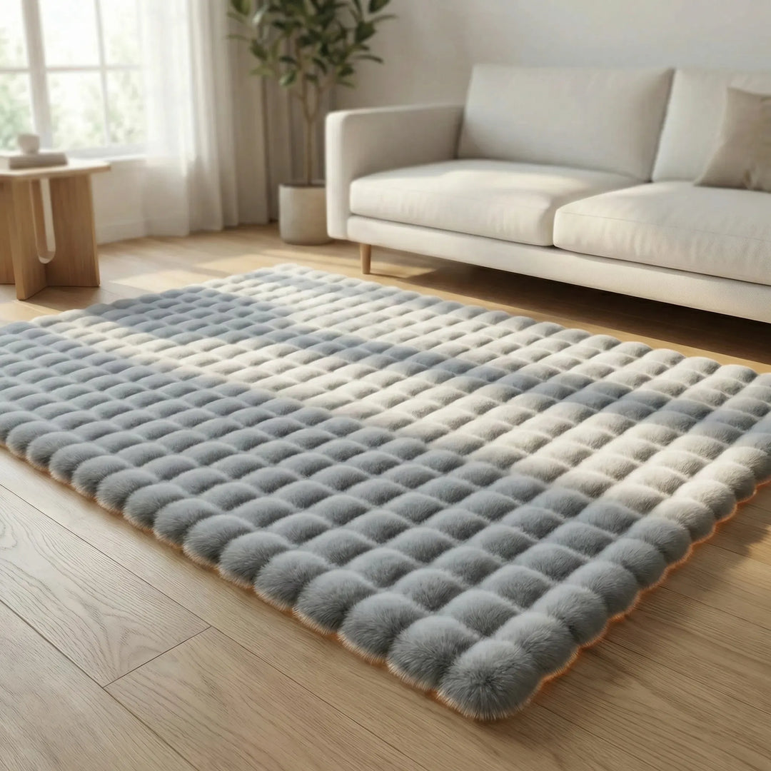 Moderner Hochflor-Teppich mit einzigartigem Strukturmuster, setzt Akzente im Wohnbereich & Schlafzimmer.
