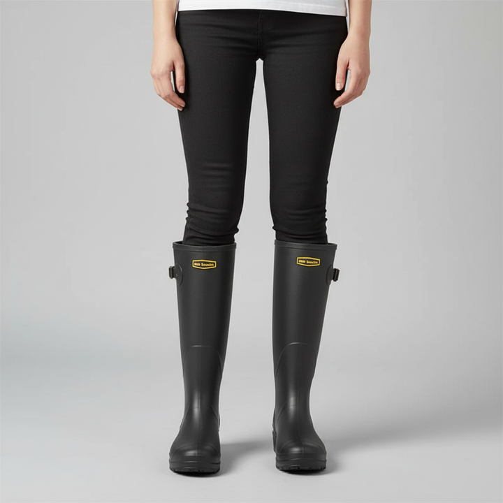 Claudia Regenstiefel für Damen in Pfütze. Wasserdichte, rutschfeste Stiefel. Ideal für Herbst & Regenwetter.