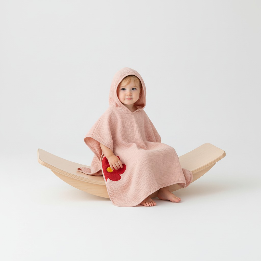 Saugstarkes Kapuzenhandtuch-Poncho für Babys & Kinder, tolles Geschenk. Weicher Musselin, ideal für Strand & Zuhause.