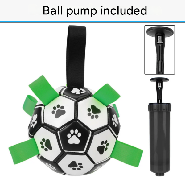 Stabiler Gummiball mit Griffen für Hunde. Langlebiges, interaktives Hundespielzeug, bissfest & robust.