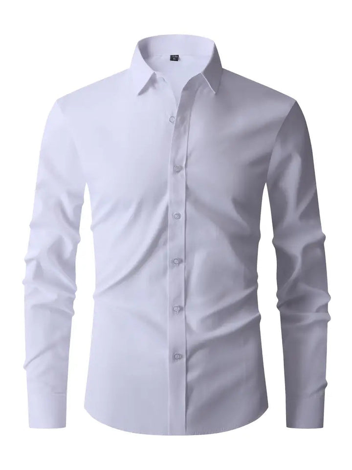 Hochwertiges Slim Fit Langarm Herrenhemd, Stoffqualität, ideal für Business, Büro & festliche Anlässe.