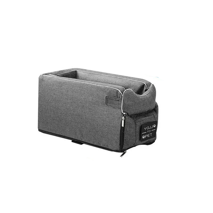 Multifunktionale Hundereisbox für kleine Hunde, Hundebett Auto und Reisezubehör in Beige.