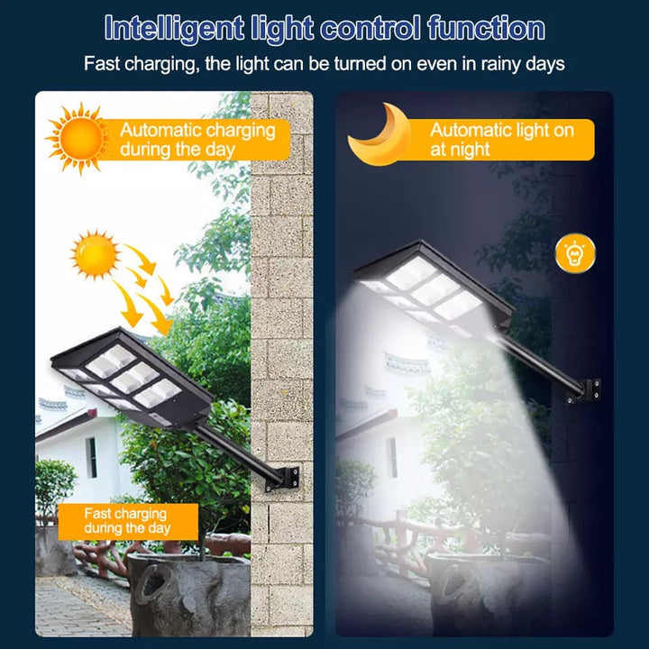 Leistungsstarke Solvion 600 LED-Gartenleuchte mit Solarpanel, ideal für Wegbeleuchtung im Außenbereich.