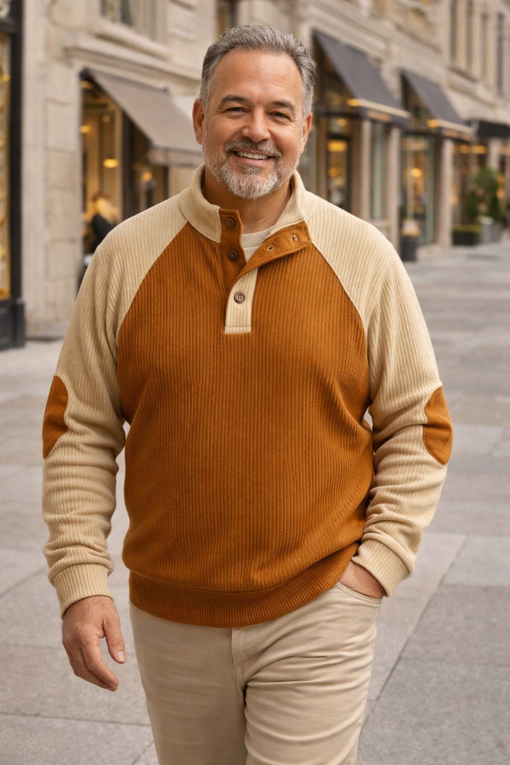 Herren Langarmshirt Isaarel mit Stehkragen, lässiges Oberteil für Smart-Casual & Freizeit.