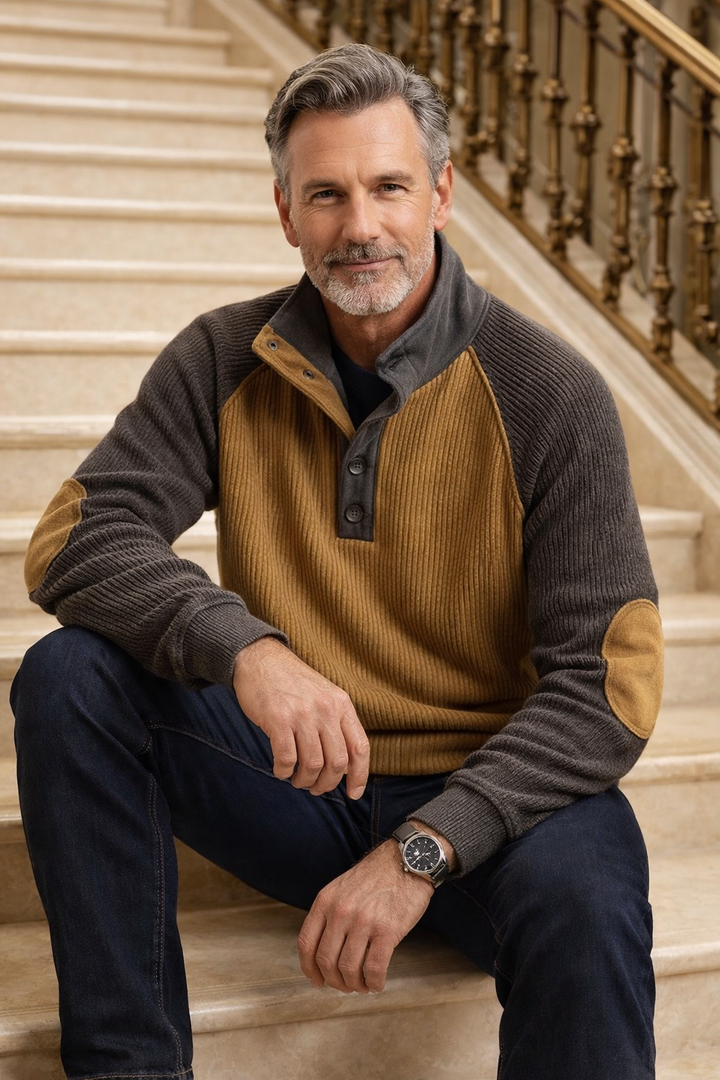 Herren Langarmshirt Isaarel in Smart-Casual-Optik, bequemer Stehkragen-Pullover.