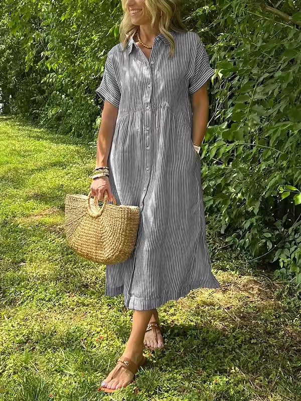 Freizeitkleid: Damen Maxikleid mit Blusenkragen, bequem und vielseitig für jeden Anlass.