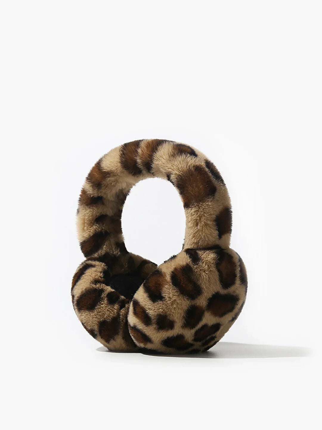 Damen Ohrenschützer Leoparden-Design, flauschig warm für den Winter. Stylisches Accessoire in Braun/Beige.