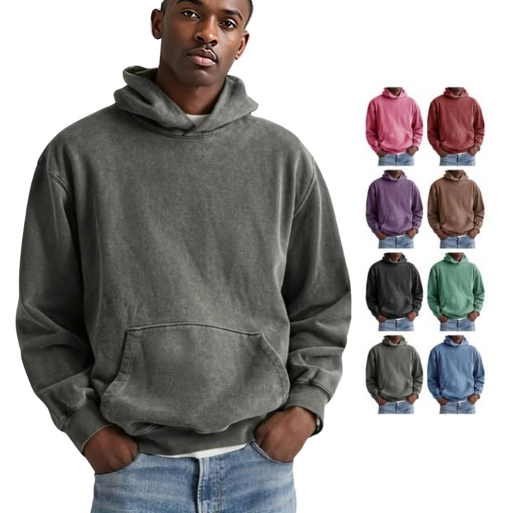 Heller grauer Herren Kapuzenpullover; bequemer Hoodie mit Kängurutasche für den lässigen Stil.