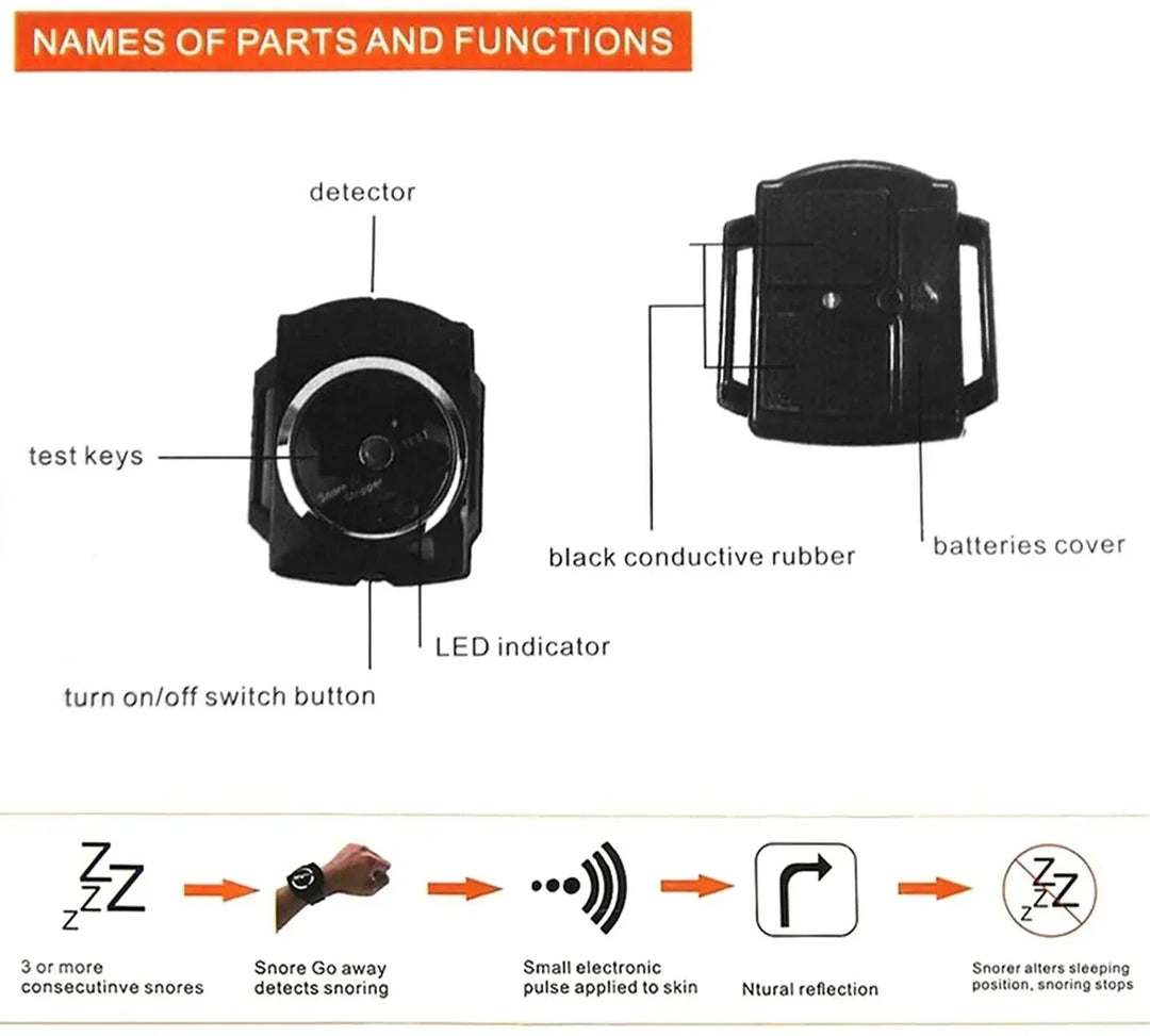 Intelligentes Anti-Schnarch Armband SnoreStop wird geladen, bereit für eine schnarchfreie Nacht.