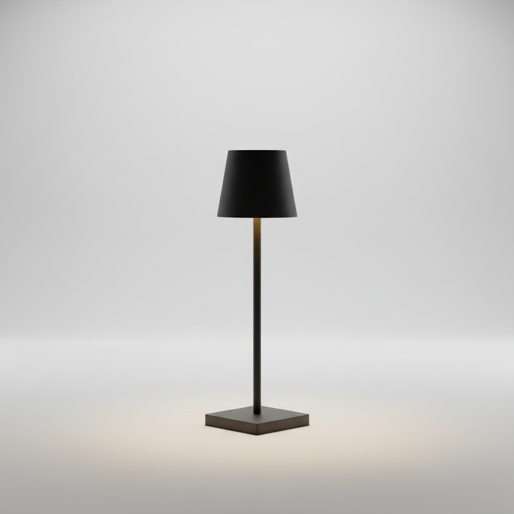 Kabellose LED Tischlampe Luminest aus Aluminium, dimmbar mit warmweißem Licht, elegant & vielseitig.