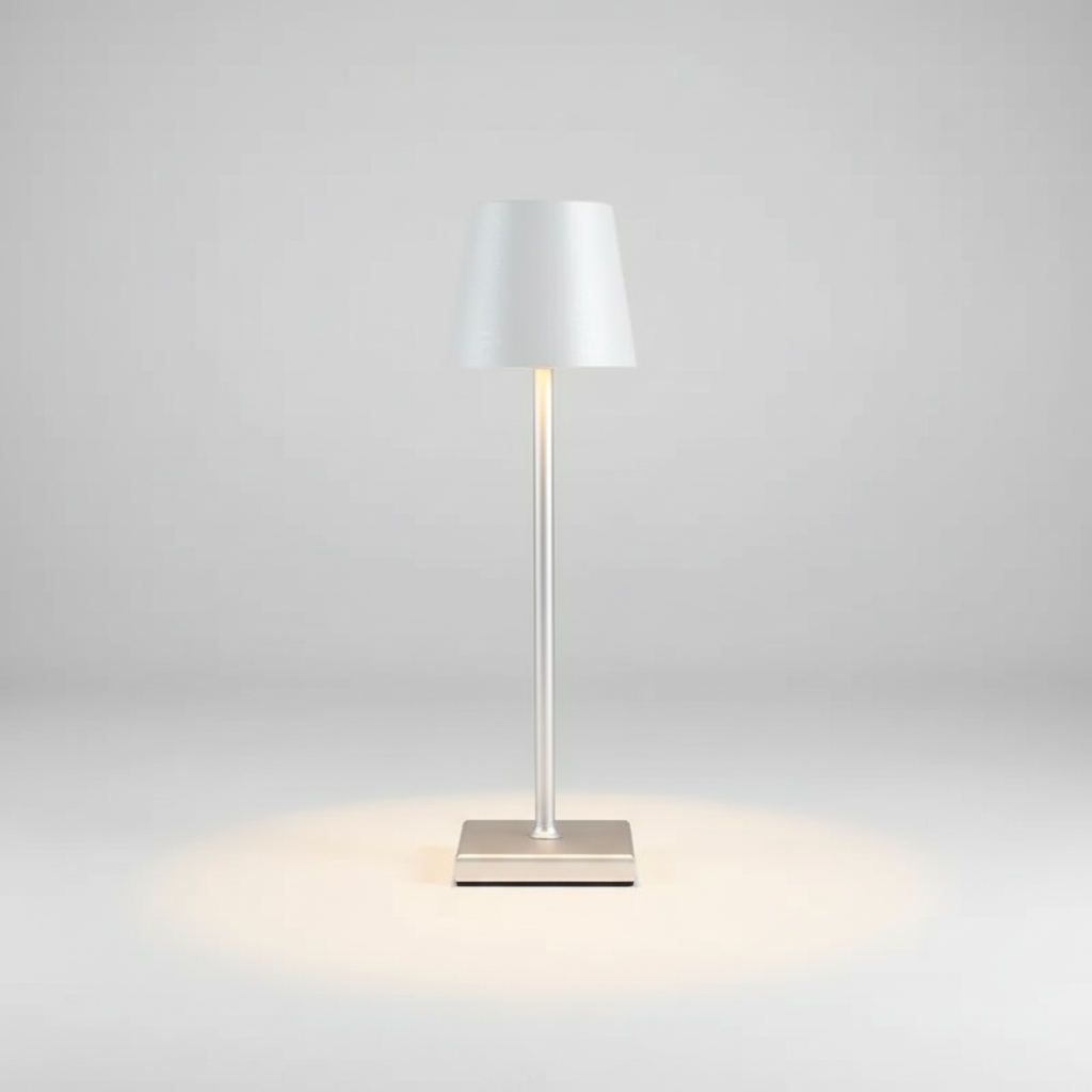 Robuste Aluminiumlampe, kabellos & dimmbar. Perfekt als LED-Tischlampe für Garten oder Wohnzimmer.