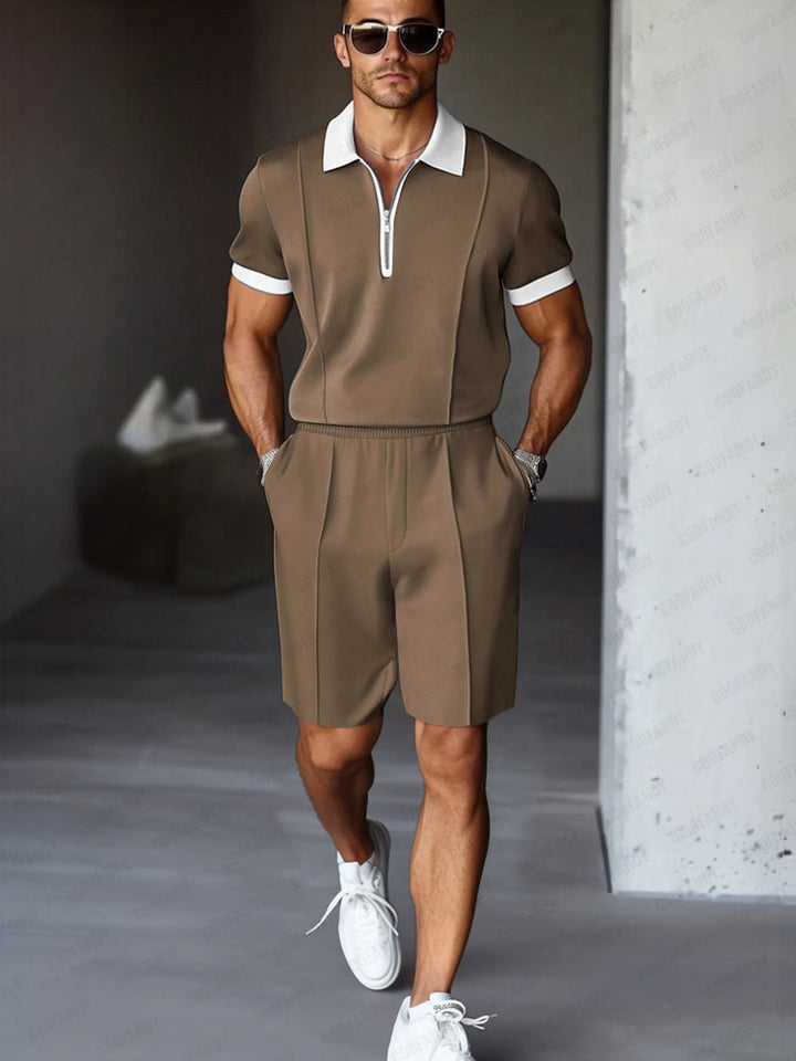 Stylisches Herren Karo Set, ideal als bequeme Freizeitkleidung oder Reise Outfit.