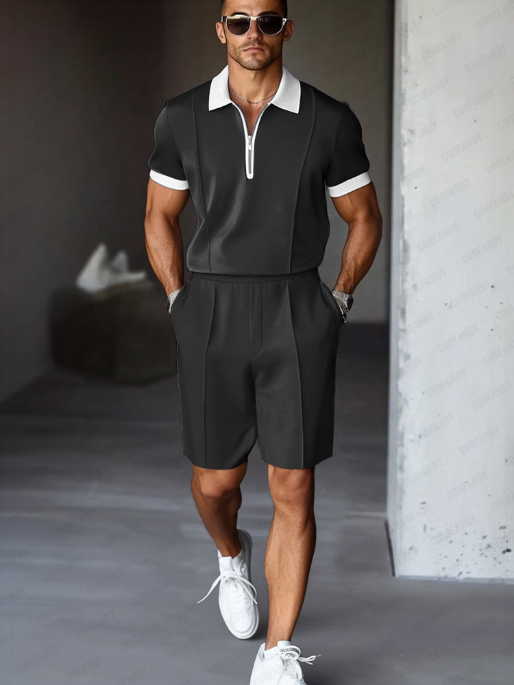 Lässiger Herren Zweiteiler mit Karomuster, perfekt für Sport, Reisen & entspannte Tage.
