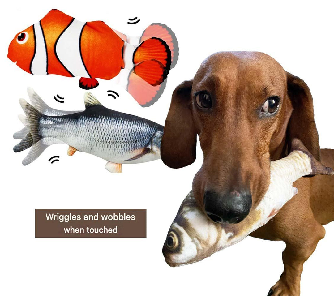 FlippyFish Wackelfisch: Interaktives Hundespielzeug für Welpen und Hunde. Bewegt sich realistisch, USB.