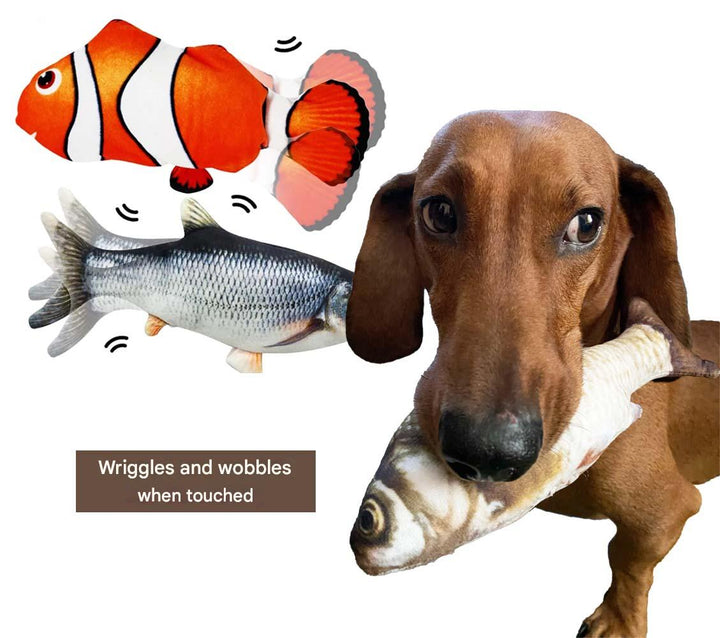 FlippyFish Wackelfisch: Interaktives Hundespielzeug für Welpen und Hunde. Bewegt sich realistisch, USB.
