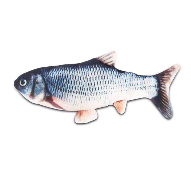 Nahaufnahme des FlippyFish Wackelfisch Hundespielzeugs, USB aufladbar, weiches Plüsch für Haustiere.