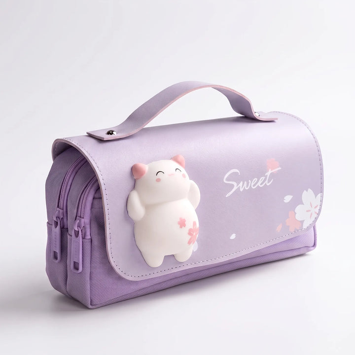 Praktisches Schlampermäppchen im Kawaii-Stil mit Doppelreißverschluss, perfekt als Schüler Organizer für die Schule.