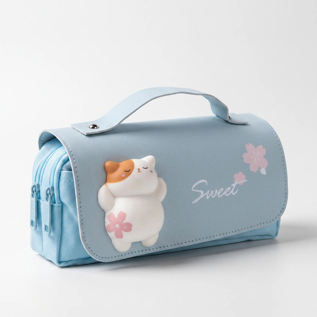 Doppelreißverschluss Federmäppchen, Kawaii Stiftetui für Kinder, geräumiges Schlampermäppchen für Schule und Büro.