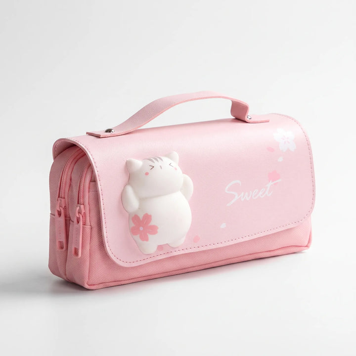 Vielseitiges Kawaii Federmäppchen mit Doppelreißverschluss für Kinder, Schlampermäppchen und Organizer für Schreibwaren.