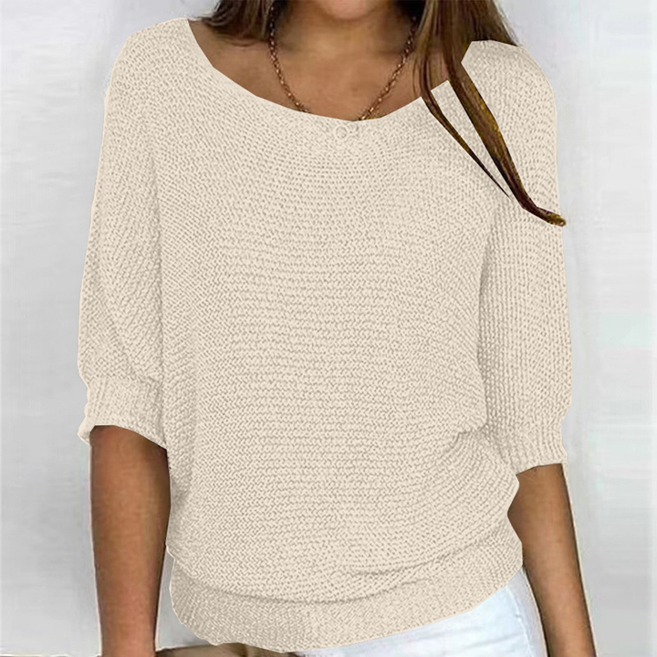 Damen Pullover mit Kreuzmuster. Komfortabler, moderner Langarm-Strick für Damenmode, vielseitig für jede Jahreszeit.