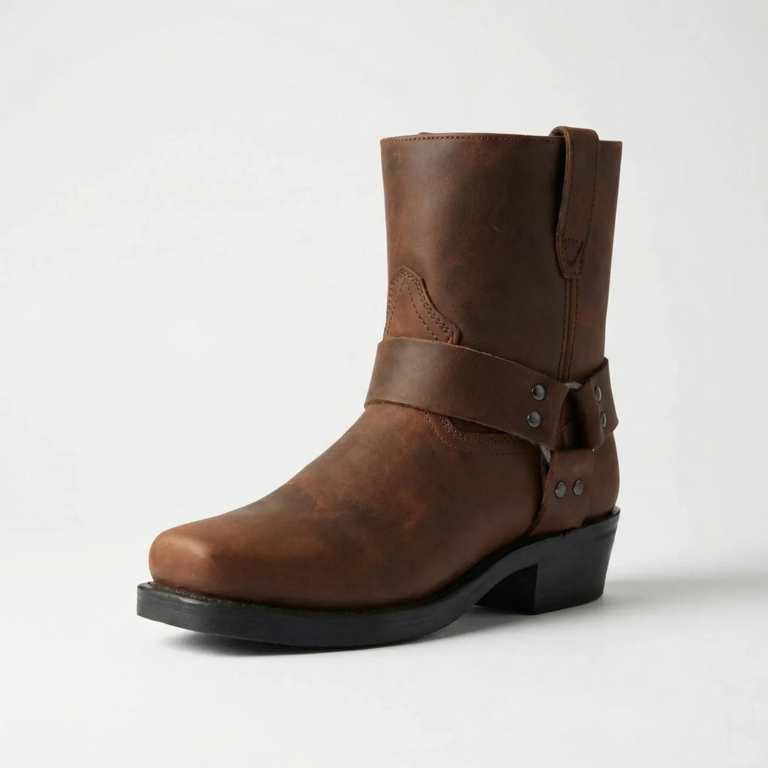 Herren Cowboy-Stiefel Allan in Schwarz & Dunkelbraun. Bequeme und stilvolle Westernstiefel für jeden Anlass.