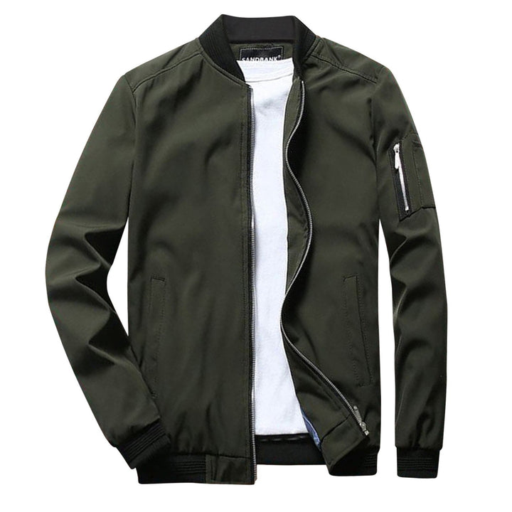Elegante schwarze Herren Bomberjacke, leichte Sommerjacke für Frühling und Freizeit.