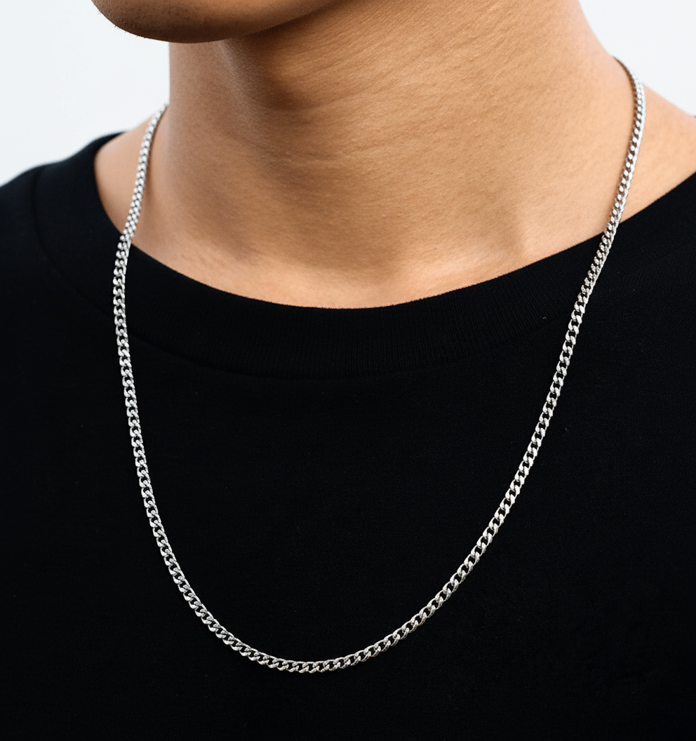 Elegante silberne Herrenkette "StyleChain", klassischer und robuster Herrenschmuck, wasserfestes Accessoire.