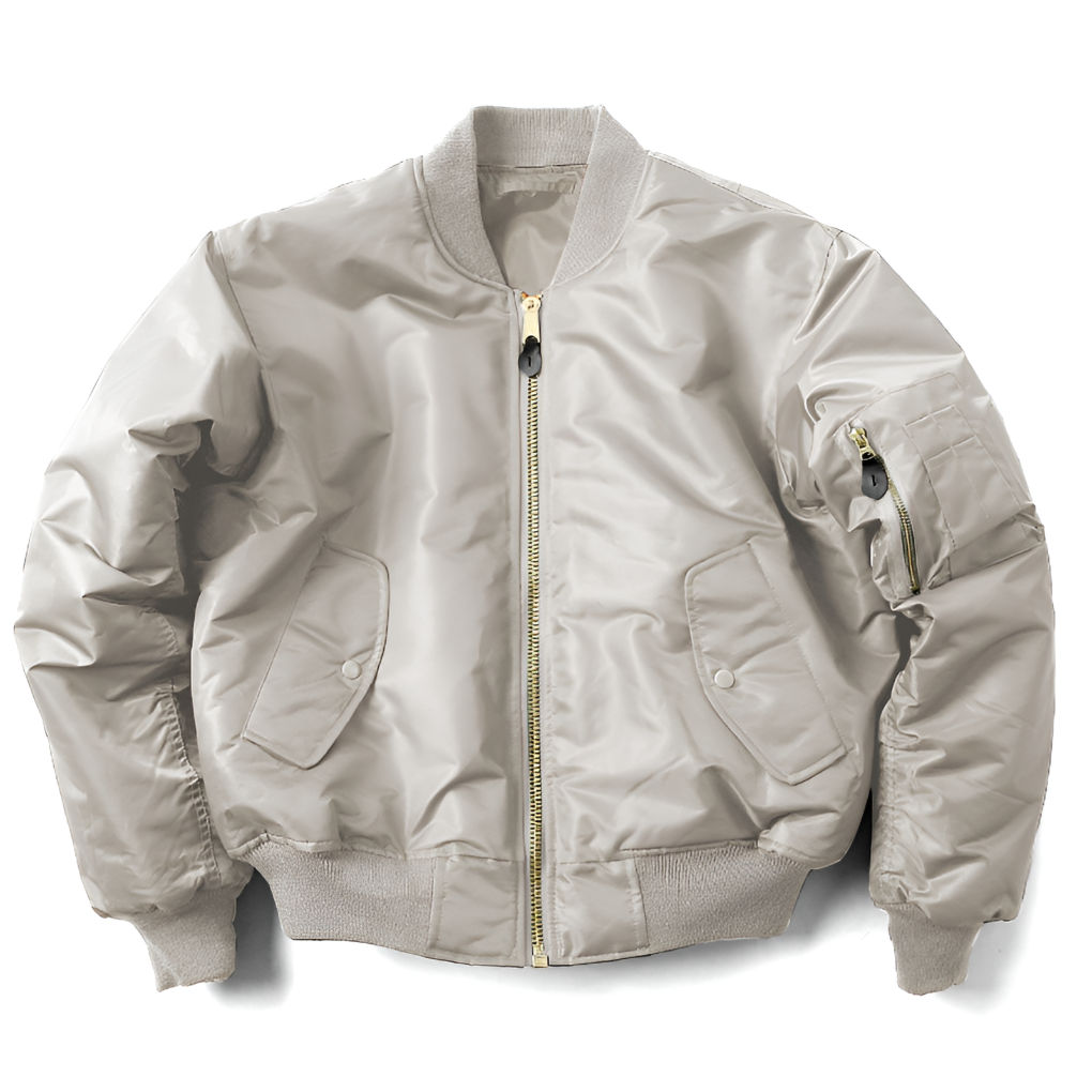 Offene klassische Unisex Bomberjacke Nicole, zeigt Innenfutter, ideal für Freizeit & Streetwear Look.