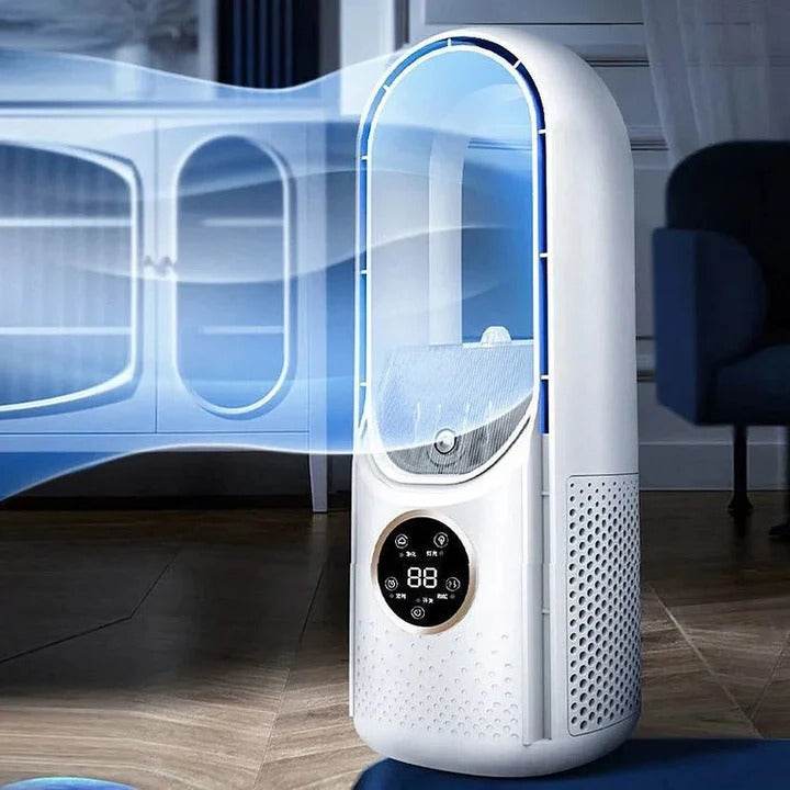 Kompakter klingenloser Luftkühler für effektive Büro-Kühlung. Leiser Ventilator, tragbar.