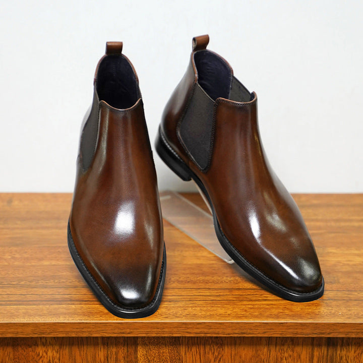 Anthony Herren Chelsea Boots, klassische schwarze Schlupf-Knöchelstiefel mit seitlichem Gummizug, Business-tauglich.