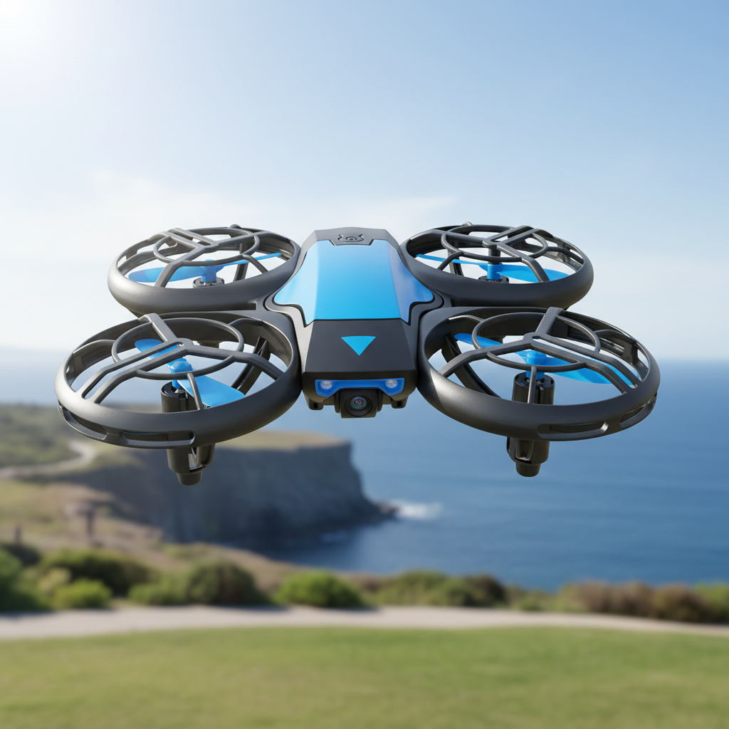 Kompakte AeroMiniX Mini-Drohne mit integrierter 4K-Kamera, ideal für Anfänger und atemberaubende Luftaufnahmen.