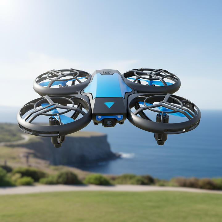 Kompakte AeroMiniX Mini-Drohne mit integrierter 4K-Kamera, ideal für Anfänger und atemberaubende Luftaufnahmen.