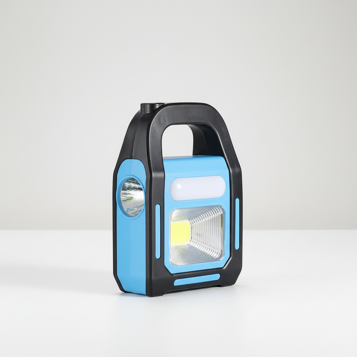 Kompakte GlowRover Solar Powerbank mit heller LED Outdoor Lampe. Perfekt für Camping, Notlicht & Reisen.