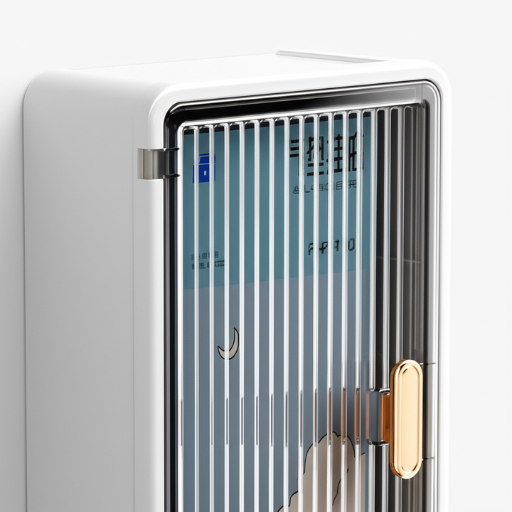Elegante, weiße ShelfMate Organizerbox für Ihr Badezimmer. Wasserdichte Aufbewahrungslösung zum Kleben, platzsparend.