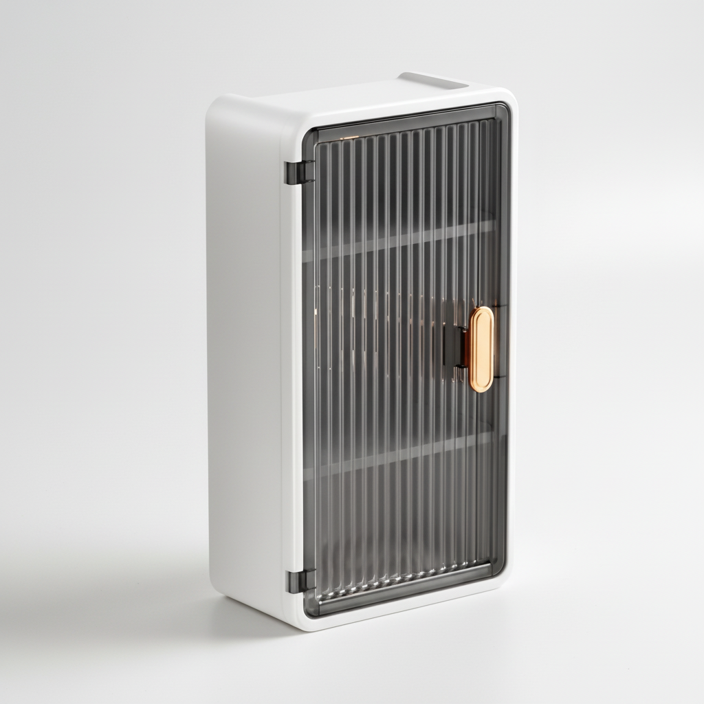 Platzsparender Badezimmer Organizer zum Kleben. Perfekt für kleine Bäder, bietet ordentliche Aufbewahrung ohne Bohren.