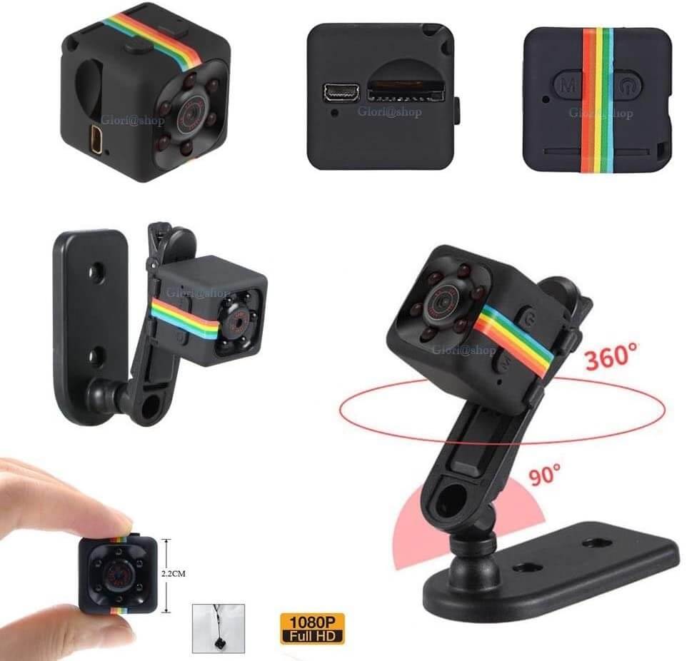 NightMini Mini Überwachungskamera in Schwarz, Full HD Video, Nachtsicht & Bewegungserkennung für Sicherheit.
