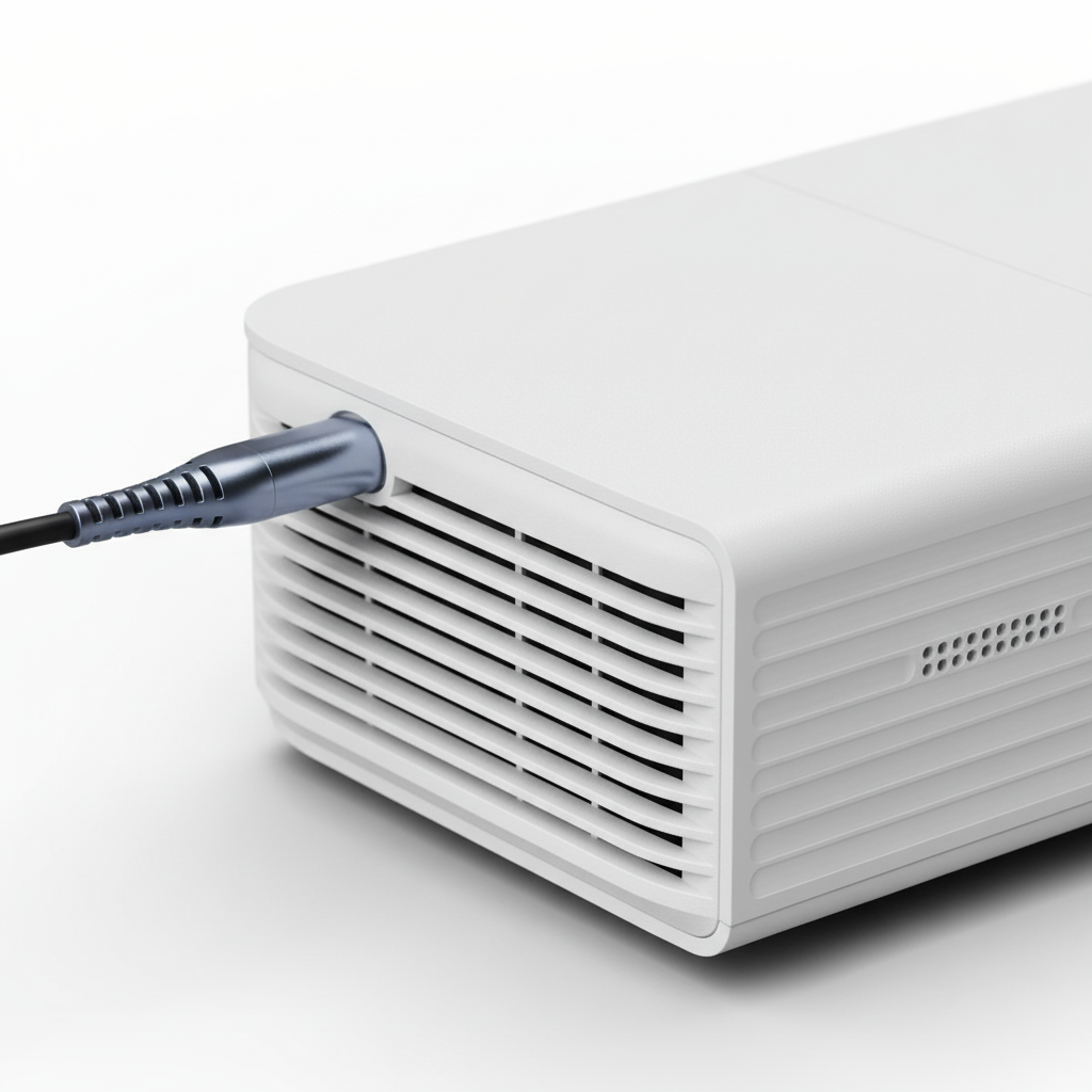 Moderner ProjectoLite Mini-Beamer für beeindruckendes Heimkinoerlebnis. Elektronik-Gadget mit Power.