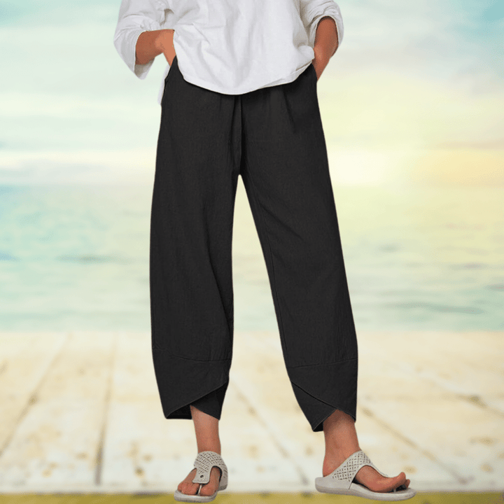 Luftige Baumwoll-Sommerhose Mila für Damen, mit lockerer Passform und bequemem elastischem Bund.