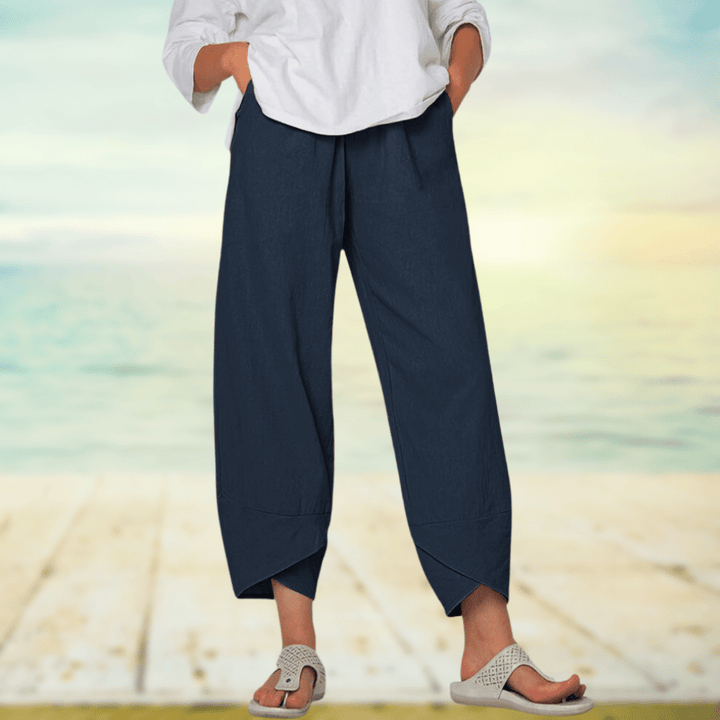Komfortable leichte Damen Sommerhose mit elastischem Bund; ideal für entspannte Tage oder den Urlaub.