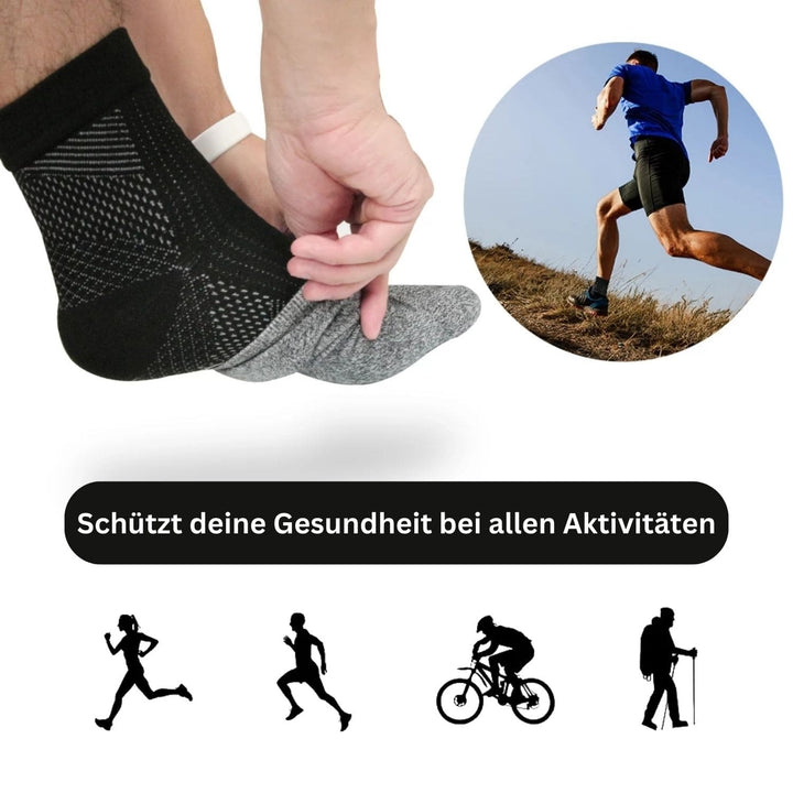 Unisex Kompressionssocken: Nahaufnahme. Hochwertiges Material für optimalen Komfort & effektive Durchblutungsförderung.