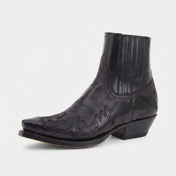 Trendige Unisex Westernstiefeletten mit spitzer Zehe & stabilem Blockabsatz. Perfekte Herbstschuhe für Freizeit.