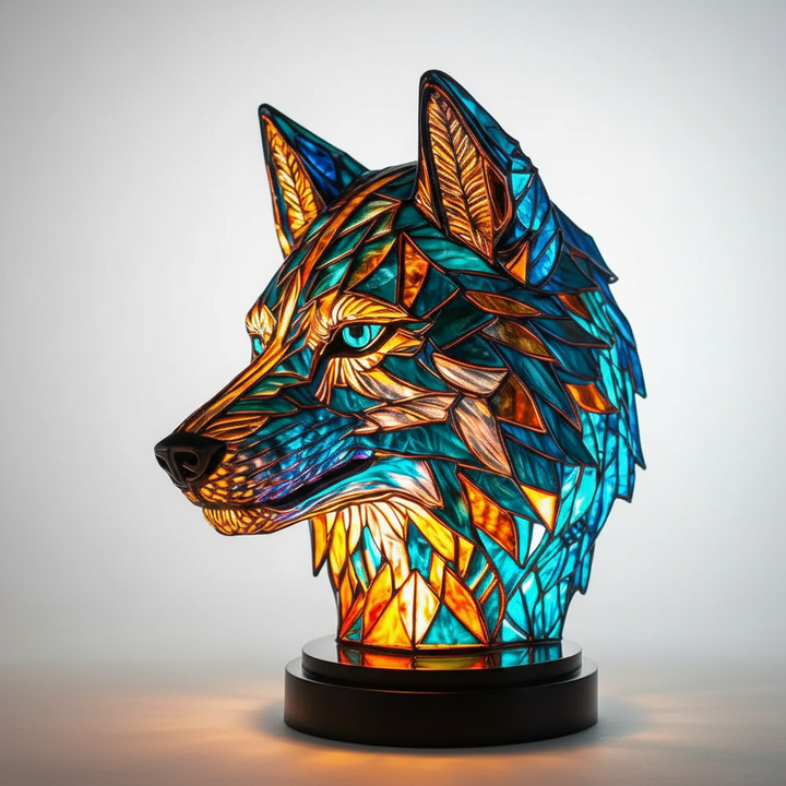 Exklusive AnimalGlow Nachttischlampe, Buntglas-Tiermotiv für eine gemütliche Atmosphäre.