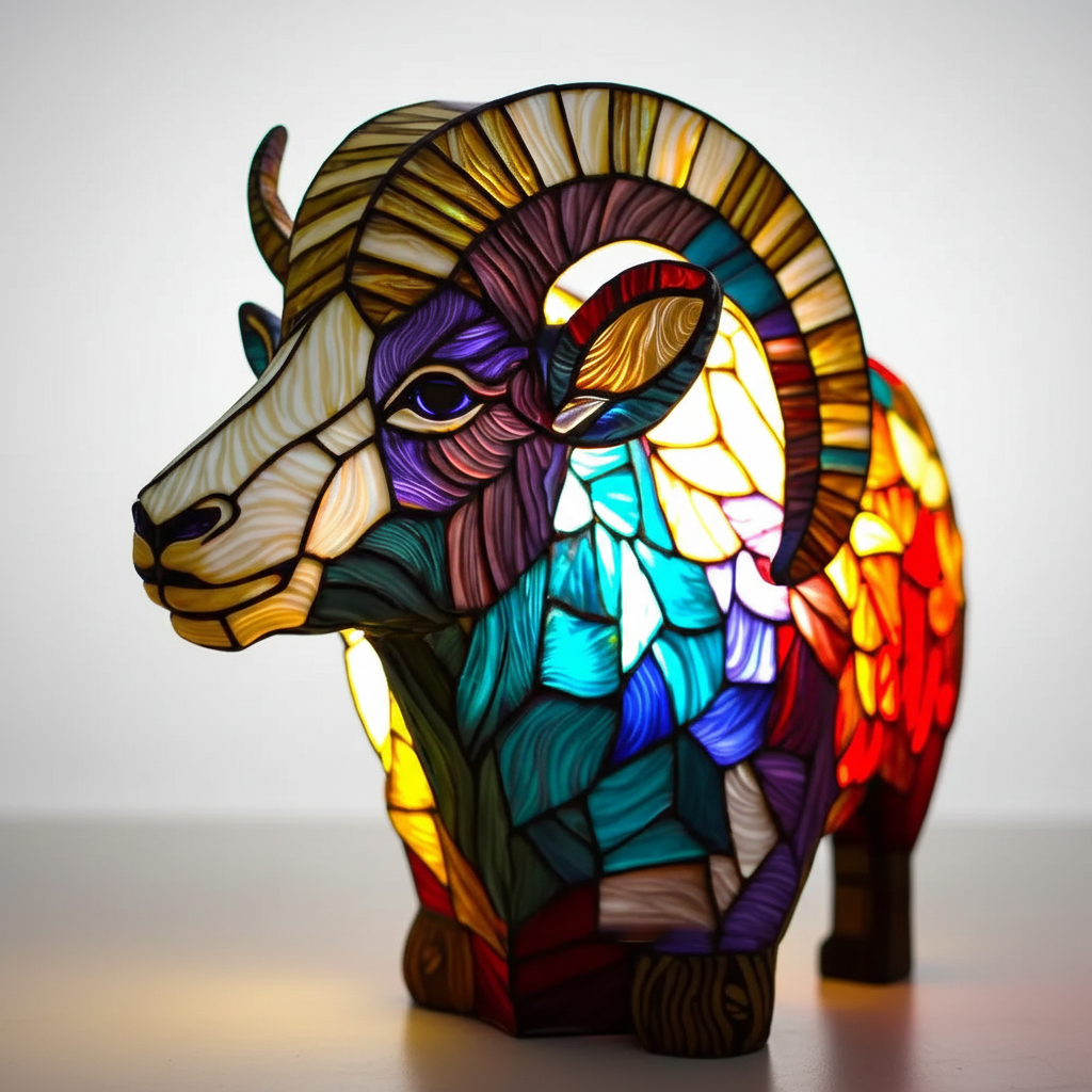 Individuelle AnimalGlow Tischlampe, jedes Buntglas-Tiermotiv ist ein Unikat.